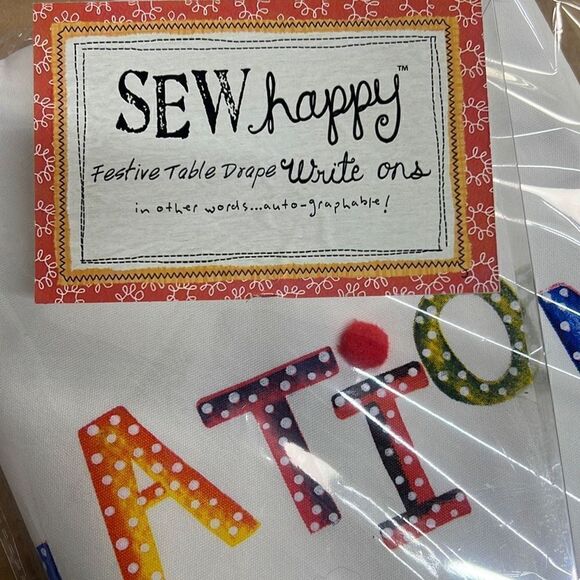 Congratulations table drape write on 28” x 80” never opened colorful print on wh - Picture 5 of 6